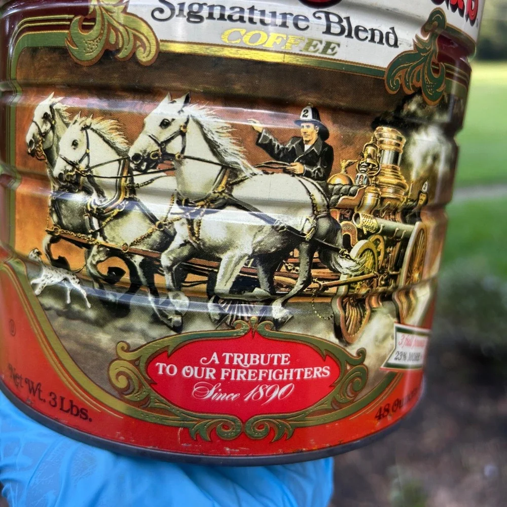 Vtg Fire Fighters Signature Blend Coffee Tin Special Ed 
